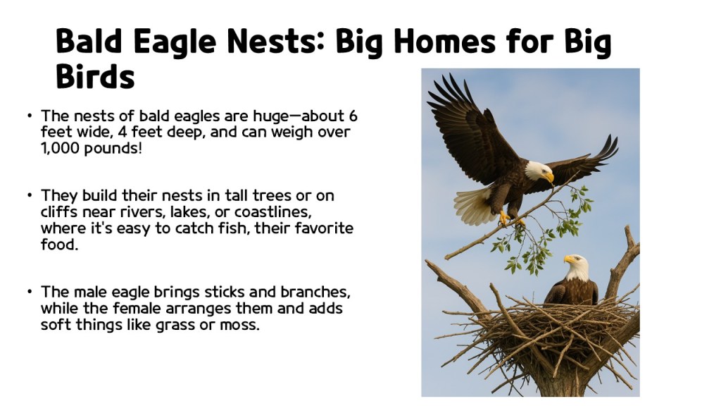 A bald eagle landing on a branch near its nest, with another bald eagle visible in the nest below.